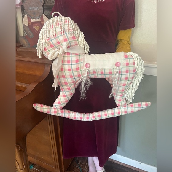 Rare Vintage 1970’s Handmade Gingham Rocking Horse Pillow‼️FINAL SALE - Picture 1 of 4